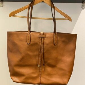RLL Chestnut Brown Leather Tote Bag